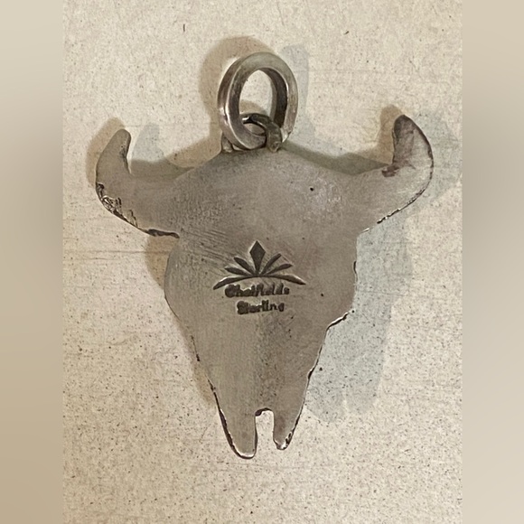 Sandcast Sterling Buffalo Skull - Picture 3 of 3